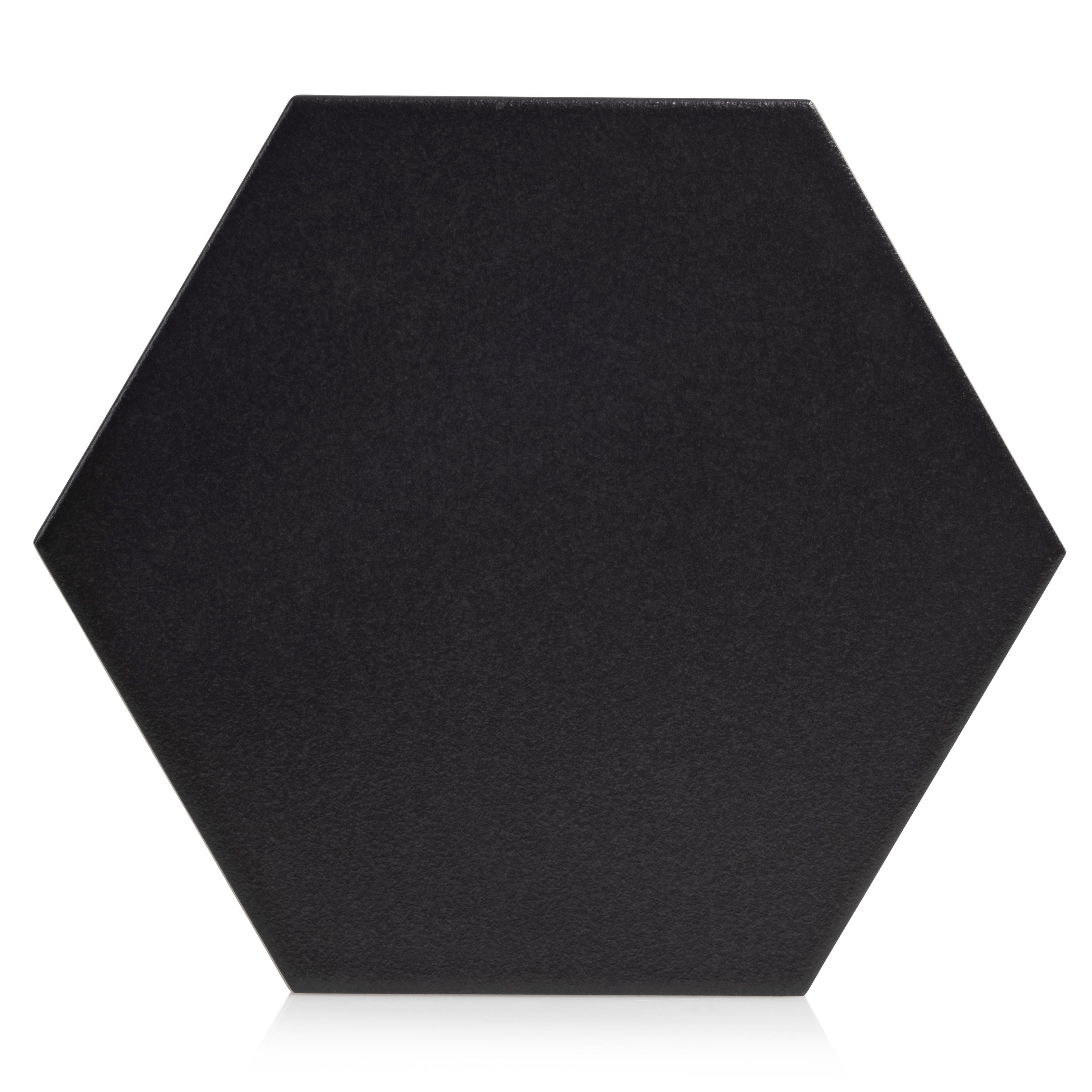 7.8x9 Tribeca Hexagon Black porcelain tile - Industry Tile